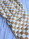 Pre-made Pram Liner Size 1 - Mustard & Natural Checkers & Boucle Bear