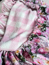 Pre-Made Trolley Liner - Peonies & Pink Checker Boucle Bear
