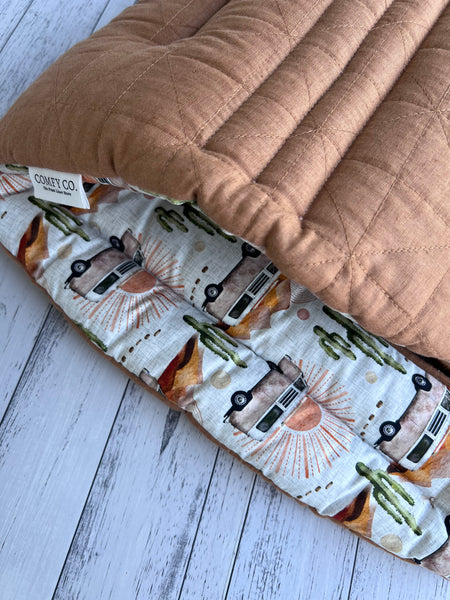 Pre-made Pram Liner Size 1 - Cactus Kombie / Quilted Terracotta Linen