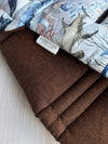 Pre-made Pram Liner - Universal Size - Sea Animals / Chocolate Chambray Linen