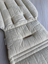 Pre-made Pram Liner Size 2 - Natural Quilted Linen / Natural Linen Stripes