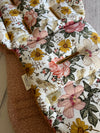 Pre-made Pram Liner - Universal Size - Retro Floral / Dusty Pink Teddy