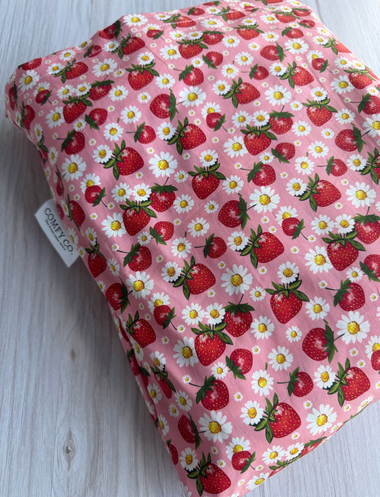 Pre-Made Trolley Liner - Strawberries & Dusty Pink Fleece
