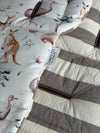 Pre-made Pram Liner Size 2 - Aussie Animals / Quilted Charcoal Stripes