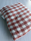 Pre-Made Trolley Liner - Rust Linen Gingham & Boucle Bear