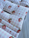Pre-made Pram Liner Size 1 - Quilted Blush Pink & Strawberry Gingham