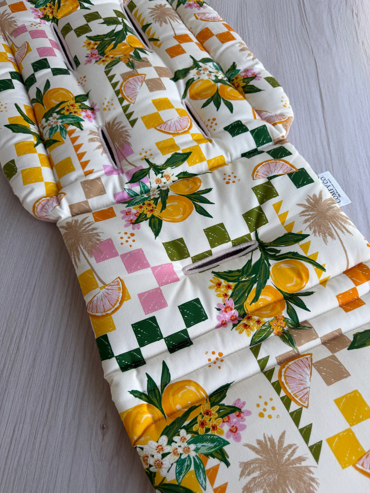 Pre-made Pram Liner Size 1 - Amalfi Summer / Quilted Blush Linen