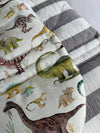 Pre-made Pram Liner Size 2 - Dinosaurs / Quilted Charcoal Stripes