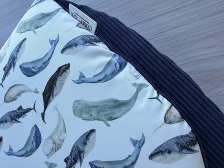 Pre-made Pram Liner Size 2 - Navy Corduroy & Sea Life