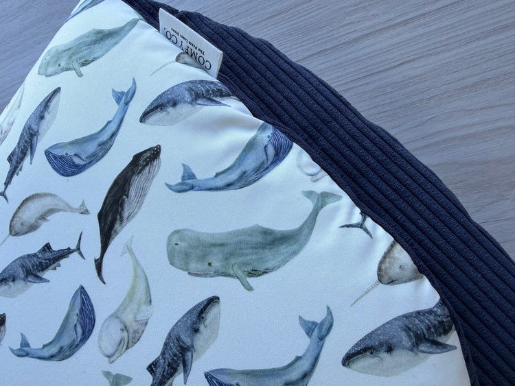 Pre-made Pram Liner Size 2 - Navy Corduroy & Sea Life
