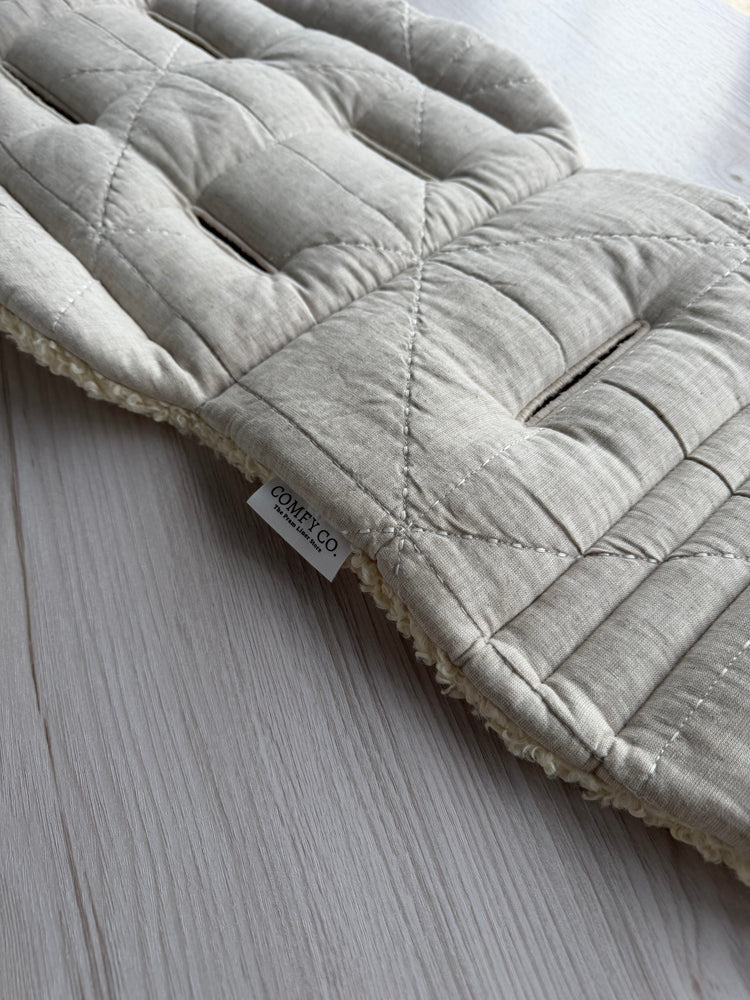 Side 1 Custom Pram Liner - Quilted Cotton & Linen Fabrics