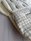 Pre-made Pram Liner Size 1 - Quilted Linen Gingham / Boucle Bear