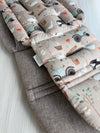 Pre-made Pram Liner Size 1 - Farm Life / Chocolate Chambray 100% Linen