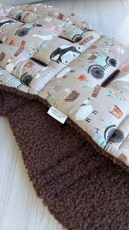 Pre-made Pram Liner Size 2 - Farm & Boucle Chocolate Bear