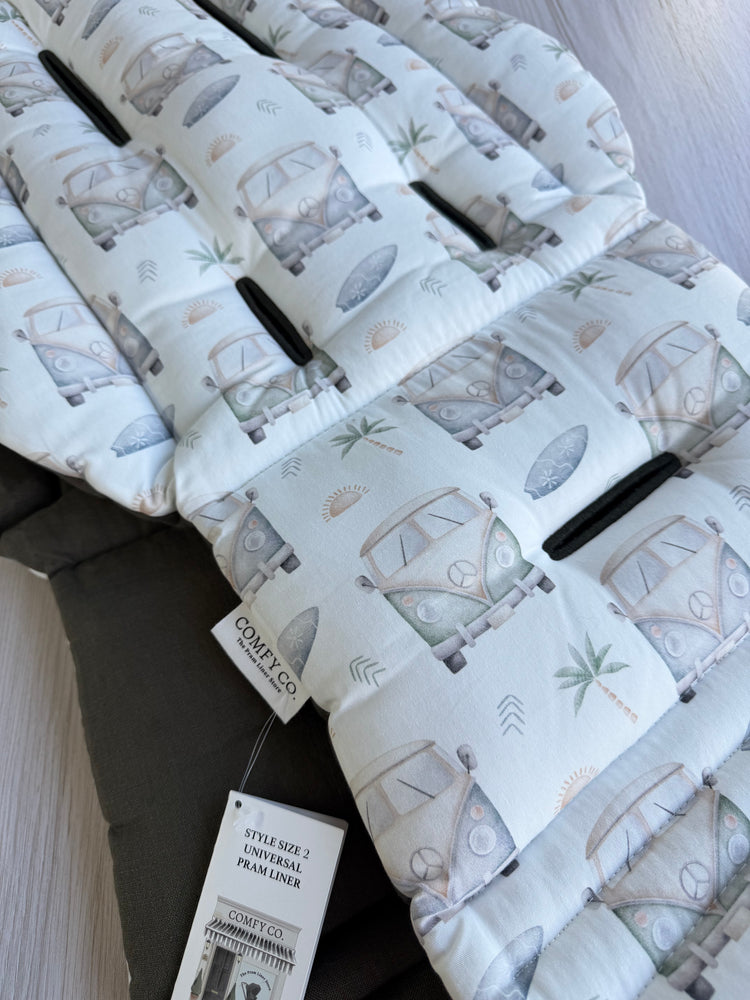 Pre-made Pram Liner Size 2 - Vans / Dark Khaki 100% Linen