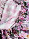 Pre-Made Trolley Liner - Peonies & Pink Checker Boucle Bear