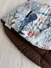Pre-made Pram Liner Size 2 - Sea Life / Chocolate Chambray Linen