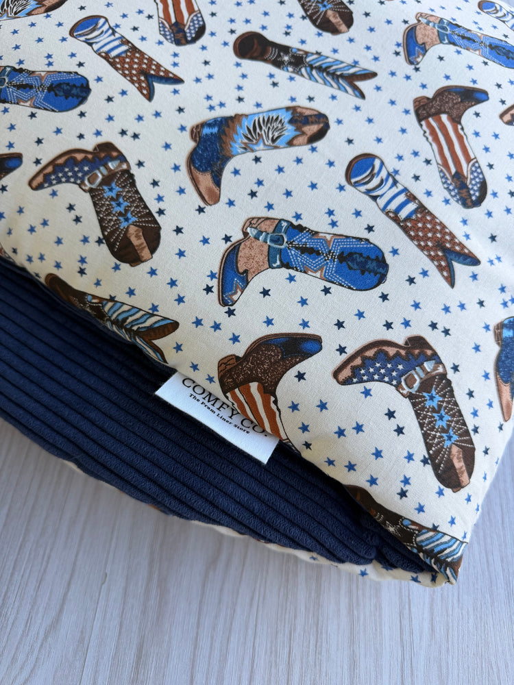 Pre-made Pram Liner Size 1 - Navy Corduroy & Boots