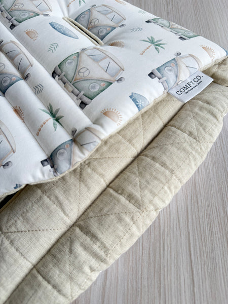 Pre-made Pram Liner - Universal Size - Vans / Quilted Natural Linen