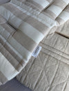 Pre-made Pram Liner Size 2 - Natural Quilted Linen / Natural Linen Stripes