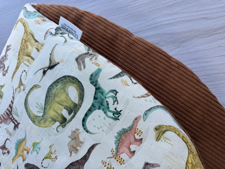 Pre-made Pram Liner Size 1 - Tan Corduroy & Dinosaurs