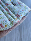 Pre-made Pram Liner Size 2 - Pink Quilted Linen & Floral Bows