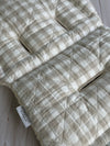 Pre-made Pram Liner Size 2 - 100% Linen Quilted Gingham & Boucle Bear