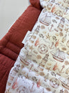 Pre-made Pram Liner Size 2 -  Quilted Rust Linen & Natural Tones Nautical