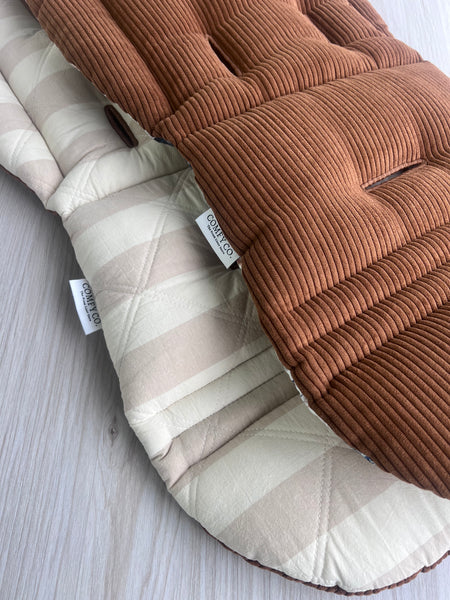 Comfy Co. Favourite Combo's - Rust Corduroy & Natural Beige Striped Quilted Cotton