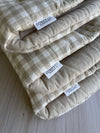 Pre-made Pram Liner Size 1 - 100% Linen Quilted Gingham & 100% Natural Linen