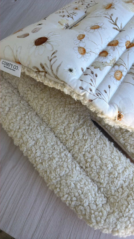 Pre-made Pram Liner - Universal Size - Lottie Mae Floral  & Boucle Bear