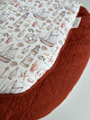 Pre-made Pram Liner Size 2 -  Quilted Rust Linen & Natural Tones Nautical