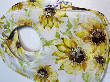 Cotton / Linen Bib - Watercolour Sunflowers