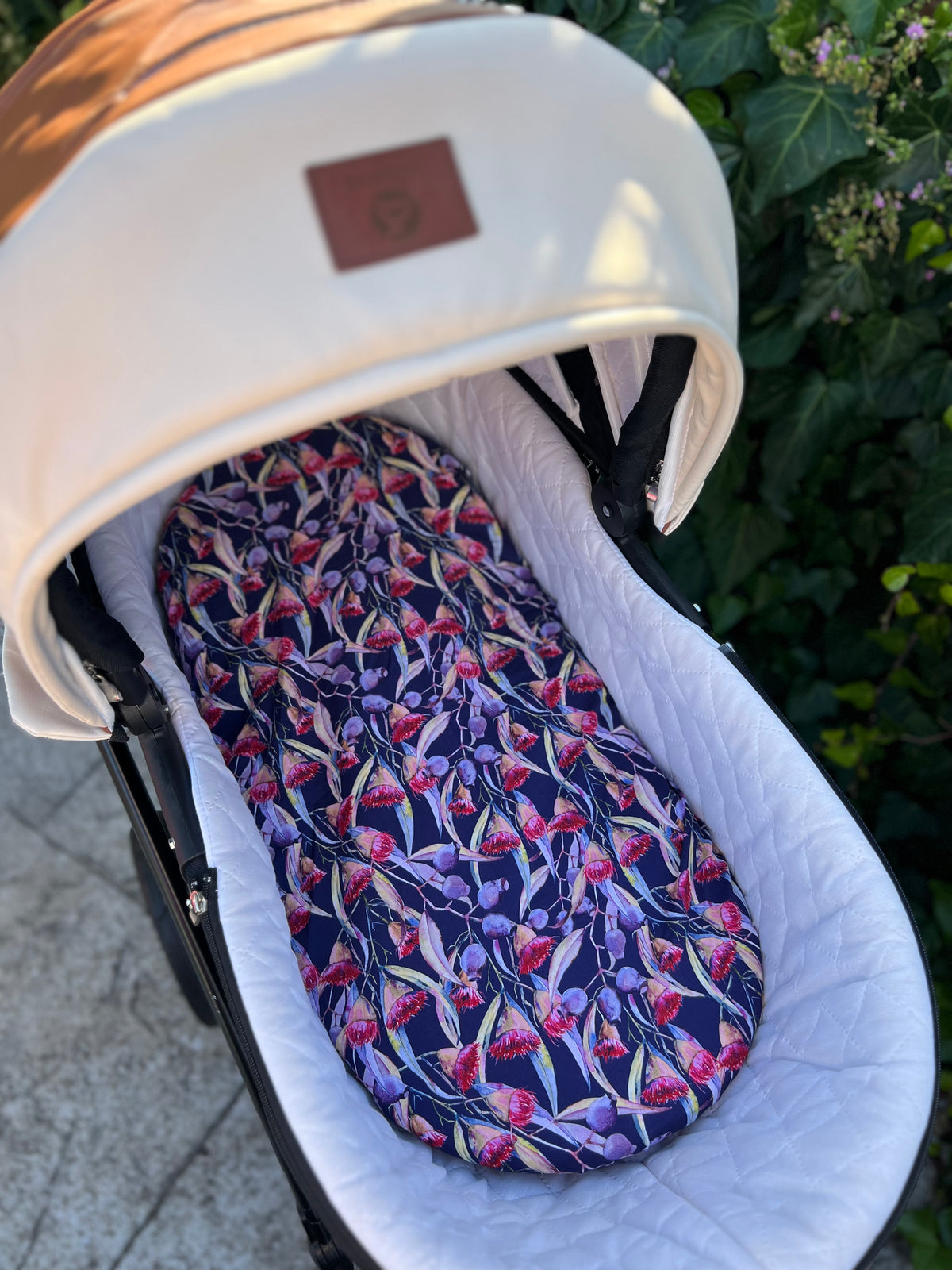 Indigo Gum Nuts Fitted Pram Sheet (SMALL) Comfy Co. Pram Liners