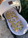 Mustard Floral Fitted Pram Bassinet Sheet (SMALL)
