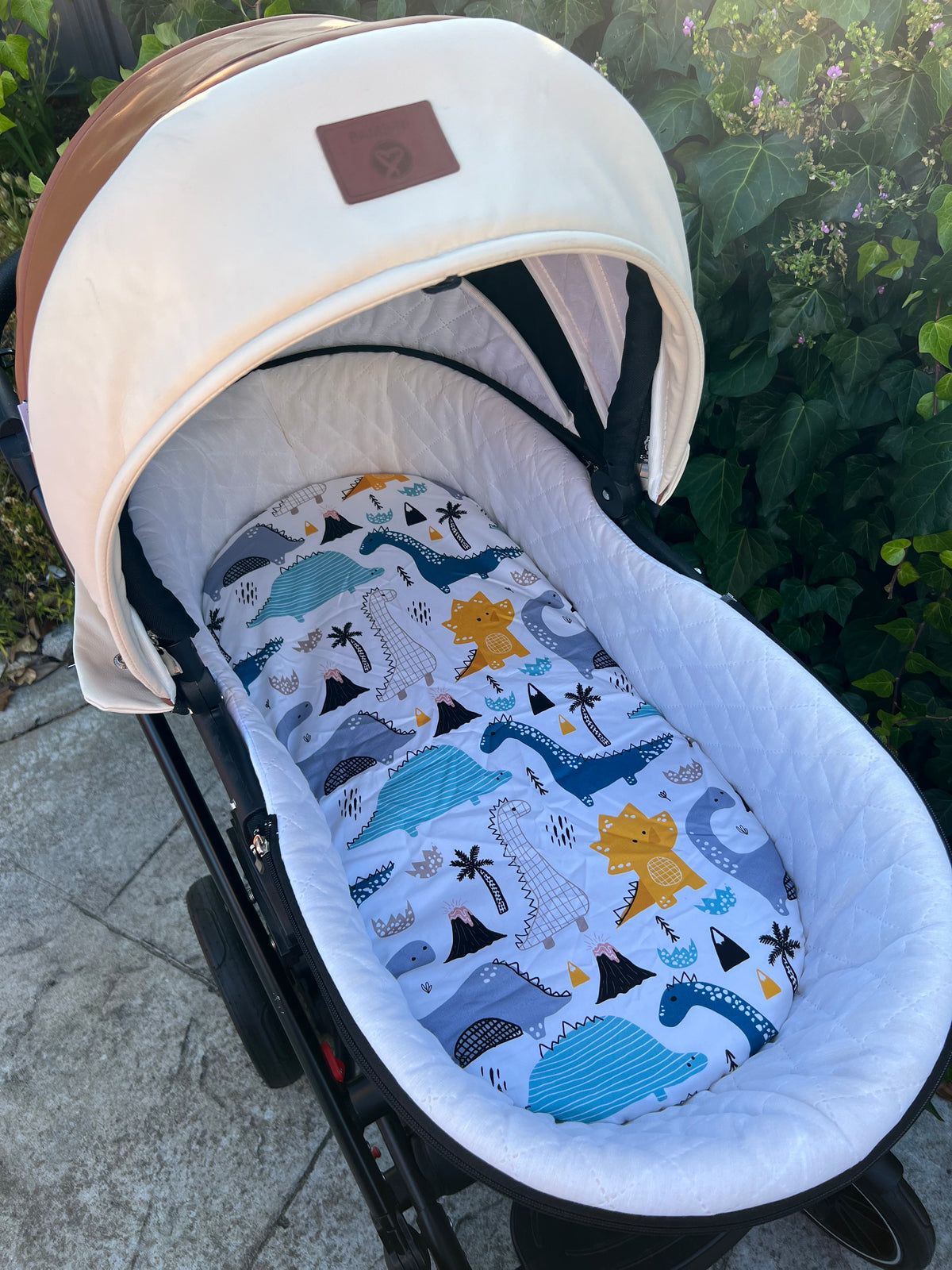 Dinosaur Fitted Pram Sheet (SMALL) Comfy Co. Pram Liners