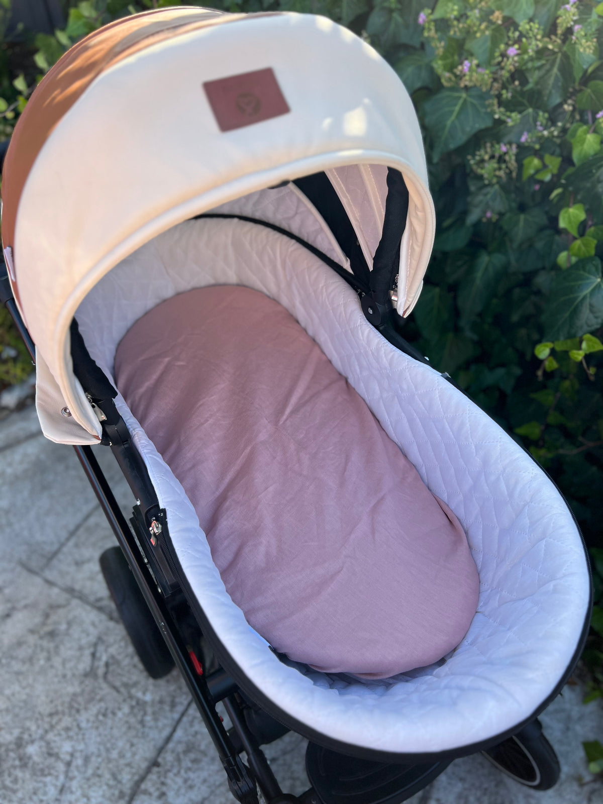 Dusty Pink Linen Fitted Pram Sheet (SMALL) Comfy Co. Pram Liners